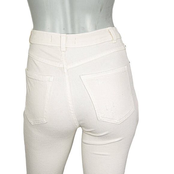 RACHEL COMEY Women's High Waist Jeans Light Beige Fray Ankle Size 0 - Picture 8 of 11